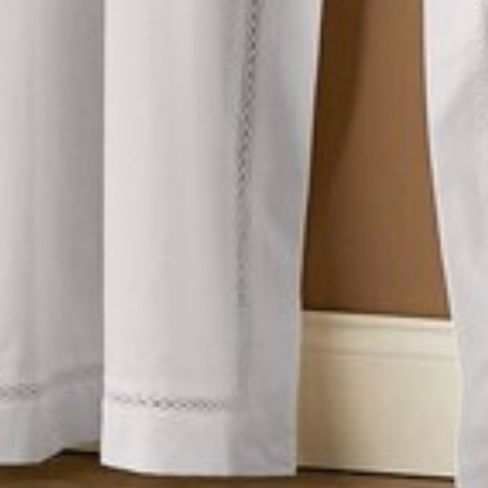 Pair Diamond Band Rod Pocket Curtains White, 84" Vermont Country Store.